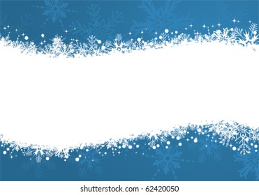 Grunge Christmas frame with snowflakes, vector illustration