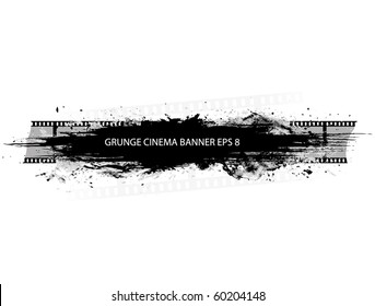 Grunge cinema banner with splash in black and white design