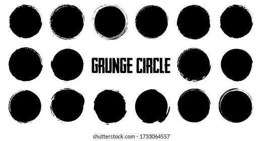 Grunge Circle Banner Set of 16 Vector Illustrator Design Grunge Round shape