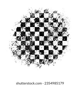 Grunge circle black and white different sport flag frame. Wave simple start and finish flag patterns