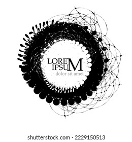 Grunge circle and blot icon vector on white background . Frame for text. Vector illustration