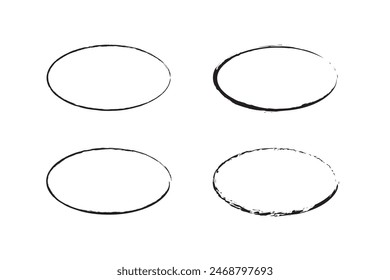  grunge circle brush for frame set . vector illustration.
