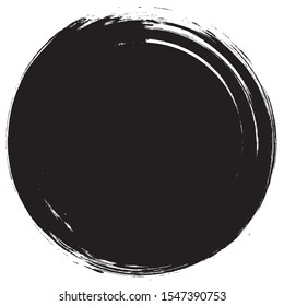 Grunge circle brush isolated on white background. Black paint grunge circle. Brush stroke vector. For round stamp, seal,label, ink and banner design. Round paint grunge circle.Hand drawn shape, vector