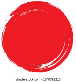 Grunge circle brush isolated on white background. Red paint grunge circle. Brush stroke vector. For round stamp, seal,label, ink and banner design. Round paint grunge circle.Hand drawn shape, vector