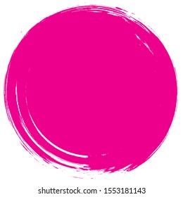 Grunge circle brush isolated on white background. Pink paint grunge circle. Brush stroke vector. For round stamp, seal,label, ink and banner design. Round paint grunge circle.Hand drawn shape, vector