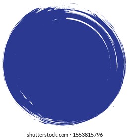 Grunge circle brush isolated on white background. Blue paint grunge circle. Brush stroke vector. For round stamp, seal,label, ink and banner design. Round paint grunge circle. Hand drawn shape, vector