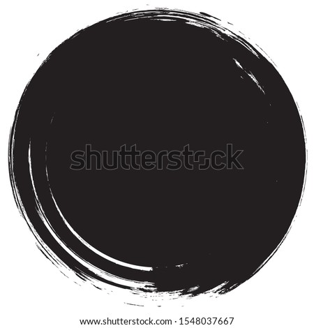 Grunge circle brush isolated on white background. Black paint grunge circle. Brush stroke vector. For round stamp, seal,label, ink and banner design. Round paint grunge circle.Hand drawn shape, vector