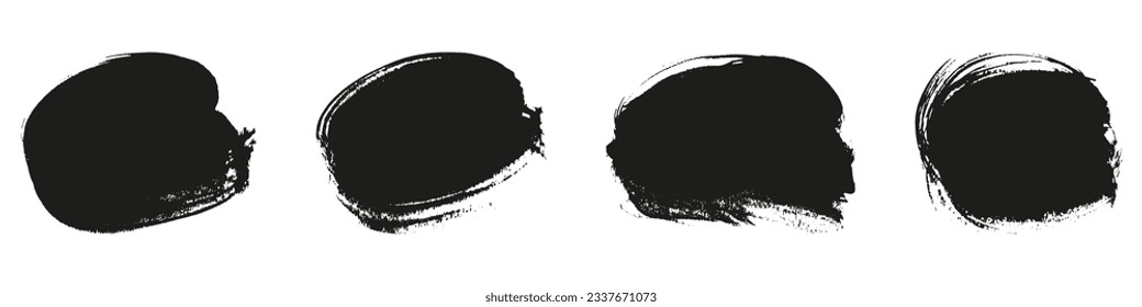 Grunge Circle Brush Set. Schwarzes Stempel. Stroke in der Circle Shape Collection. Rundfarben, gestörtes Banner. Abstraktes grafisches Element. Einzelne Vektorgrafik.