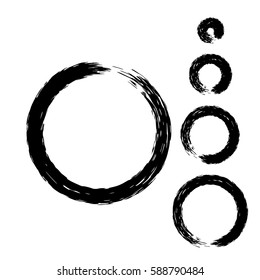 Grunge circle with brush. Set of black round brushes. Collection of vector graphics elements for your design