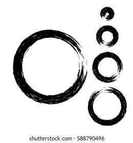 Grunge circle with brush. Set of black round brushes. Collection of vector graphics elements for your design