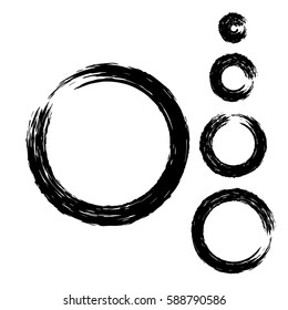 Grunge circle with brush. Set of black round brushes. Collection of vector graphics elements for your design