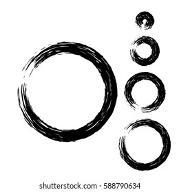 Grunge circle with brush. Set of black round brushes. Collection of vector graphics elements for your design