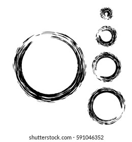 Grunge circle with brush. Set of black round brushes. Collection of vector graphics elements for your design