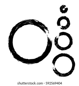 Grunge circle with brush. Set of black round brushes. Collection of vector graphics elements for your design