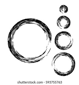 Grunge circle with brush. Set of black round brushes. Collection of vector graphics elements for your design