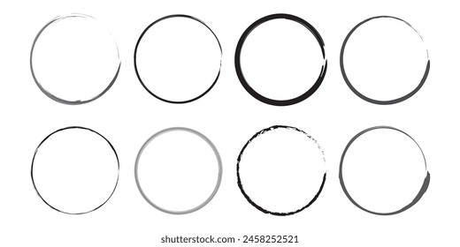 Grunge circle with brush. Set of round brushes. Collection of vector graphics elements for your design