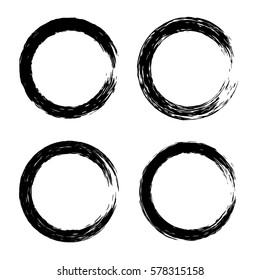 Grunge circle with brush. Set of round brushes. Collection of vector graphics elements for your design