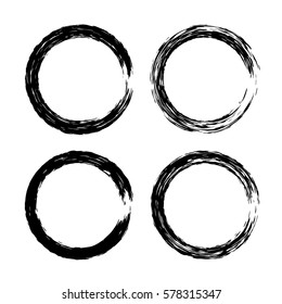 Grunge circle with brush. Set of round brushes. Collection of vector graphics elements for your design