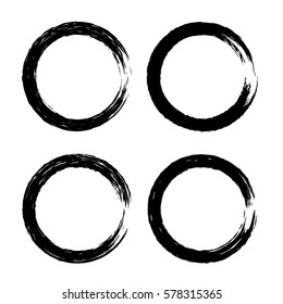 Grunge circle with brush. Set of round brushes. Collection of vector graphics elements for your design