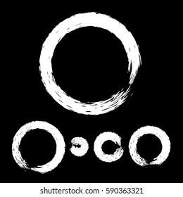 Grunge circle with brush. Set of white round brushes. Collection of vector graphics elements for your design