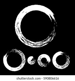 Grunge circle with brush. Set of white round brushes. Collection of vector graphics elements for your design