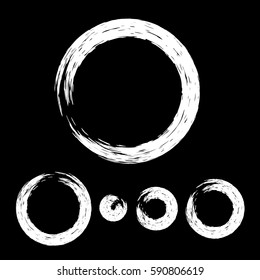Grunge circle with brush. Set of white round brushes. Collection of vector graphics elements for your design