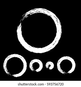 Grunge circle with brush. Set of white round brushes. Collection of vector graphics elements for your design