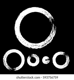Grunge circle with brush. Set of white round brushes. Collection of vector graphics elements for your design