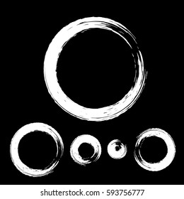 Grunge circle with brush. Set of white round brushes. Collection of vector graphics elements for your design
