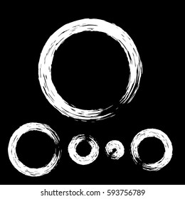 Grunge circle with brush. Set of white round brushes. Collection of vector graphics elements for your design
