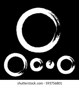 Grunge circle with brush. Set of white round brushes. Collection of vector graphics elements for your design