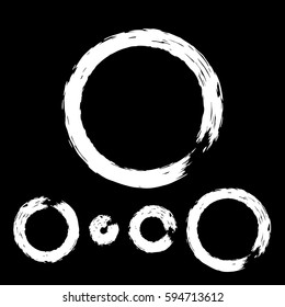 Grunge circle with brush. Set of white round brushes. Collection of vector graphics elements for your design