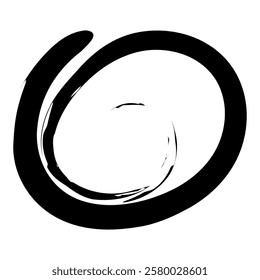 Grunge circle brush stroke. Abstract black round frame. Creative element for design. Vector illustration isolated on white background.