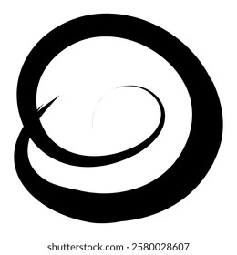 Grunge circle brush stroke. Abstract black round frame. Creative element for design. Vector illustration isolated on white background.