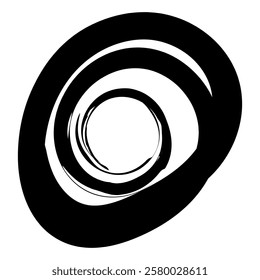 Grunge circle brush stroke. Abstract black round frame. Creative element for design. Vector illustration isolated on white background.