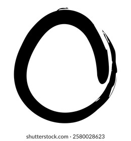 Grunge circle brush stroke. Abstract black round frame. Creative element for design. Vector illustration isolated on white background.