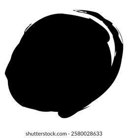 Grunge circle brush stroke. Abstract black round frame. Creative element for design. Vector illustration isolated on white background.