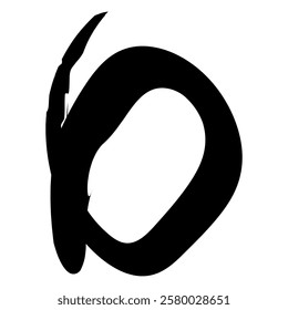 Grunge circle brush stroke. Abstract black round frame. Creative element for design. Vector illustration isolated on white background.