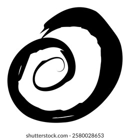 Grunge circle brush stroke. Abstract black round frame. Creative element for design. Vector illustration isolated on white background.