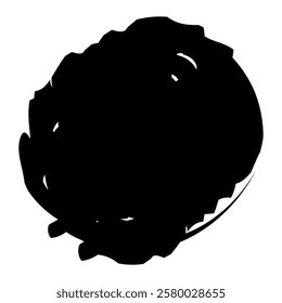 Grunge circle brush stroke. Abstract black round frame. Creative element for design. Vector illustration isolated on white background.