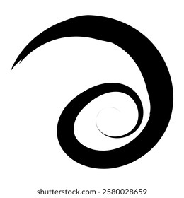 Grunge circle brush stroke. Abstract black round frame. Creative element for design. Vector illustration isolated on white background.