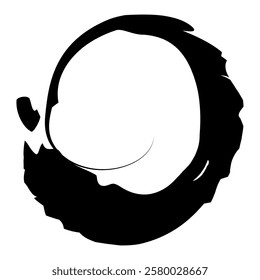 Grunge circle brush stroke. Abstract black round frame. Creative element for design. Vector illustration isolated on white background.