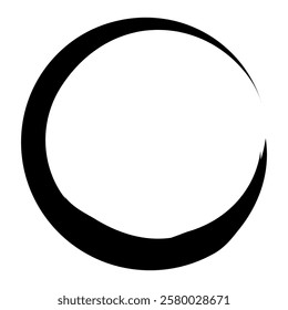 Grunge circle brush stroke. Abstract black round frame. Creative element for design. Vector illustration isolated on white background.