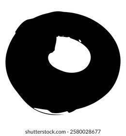 Grunge circle brush stroke. Abstract black round frame. Creative element for design. Vector illustration isolated on white background.