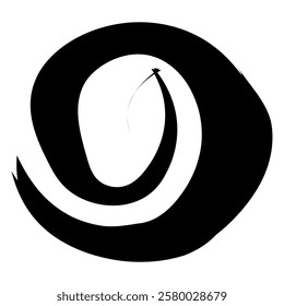 Grunge circle brush stroke. Abstract black round frame. Creative element for design. Vector illustration isolated on white background.