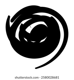 Grunge circle brush stroke. Abstract black round frame. Creative element for design. Vector illustration isolated on white background.