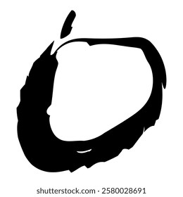Grunge circle brush stroke. Abstract black round frame. Creative element for design. Vector illustration isolated on white background.