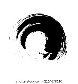 Icono de pincel de círculo. Marco redondo negro. Elemento para el diseño. Ilustración vectorial aislada en fondo blanco. EPS 10