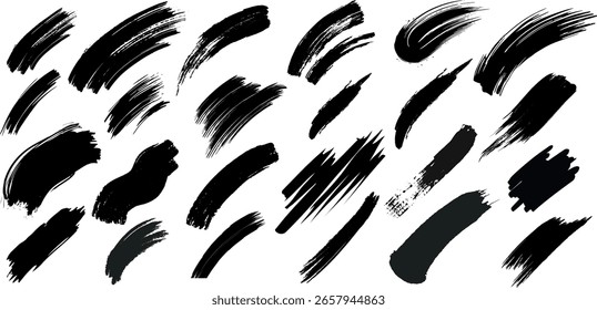 Grunge Circle y Brush Stroke Icon Set | Elementos de diseño de tinta negra dibujados a mano
