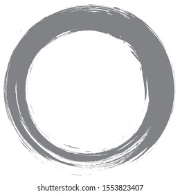 Grunge circle brush stroke isolated on white background. Gray paint grunge circle. Brush stroke vector. For round ink and banner design. Round paint grunge circle. Hand drawn paintbrush shape,vector